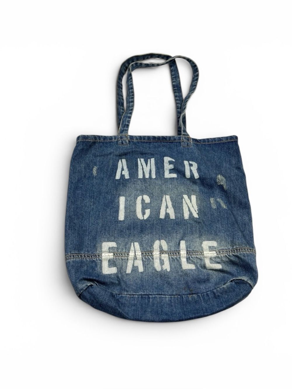 American Eagle Denim Tote Bag Blue Y2K Cary All Beach School Travel Lightweight